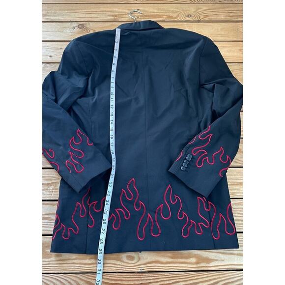 NWT Hugo Double Breasted Button Suit Jacket Size Medium Men’s Black Flame Detail - Picture 8 of 10